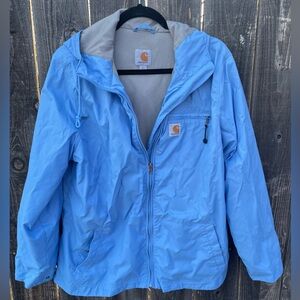 Carhartt Women’s Lightweight Lined Rain/Hiking jacket. Baby Blue. Size L 12/14